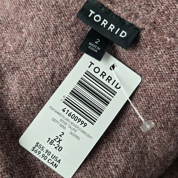 NWT Torrid Vegan Cashmere Pullover V-Neck Ruffle Elbow Sleeve Sweater - Picture 12 of 16